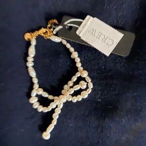 J. Crew White Pearl Necklace and bracelet set with Gold Clasp